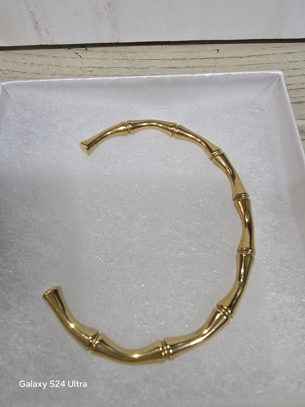 NWOT 18K Gold Plated Bamboo-Style Open Bangle Cuff Bracelet